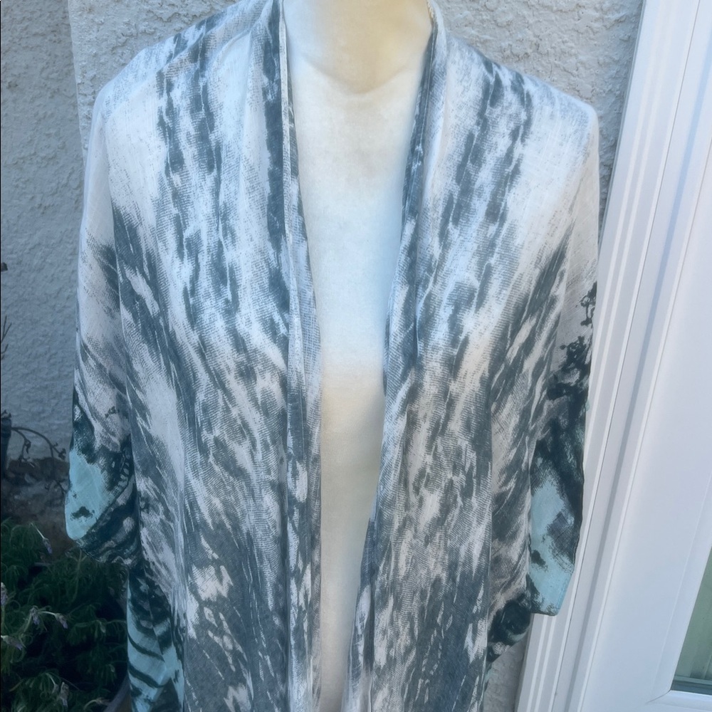 Modena Women's Green Watercolor Print Boho Kimono Cardigan Women's One Size - Picture 2 of 7